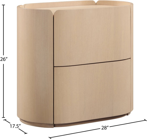 Meridian Furniture Everett Oak Veneer Nightstand with Raised Edge for Modern Bedroom Storage and Style Natural 703Natural-NS