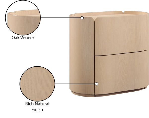 Meridian Furniture Everett Oak Veneer Nightstand with Raised Edge for Modern Bedroom Storage and Style Natural 703Natural-NS