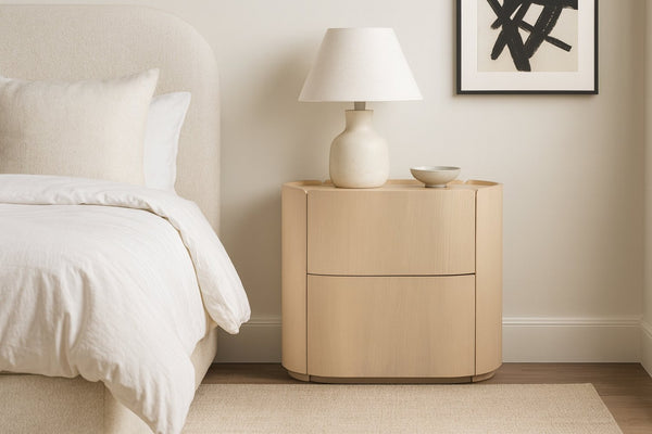 Meridian Furniture Everett Oak Veneer Nightstand with Raised Edge for Modern Bedroom Storage and Style Natural 703Natural-NS