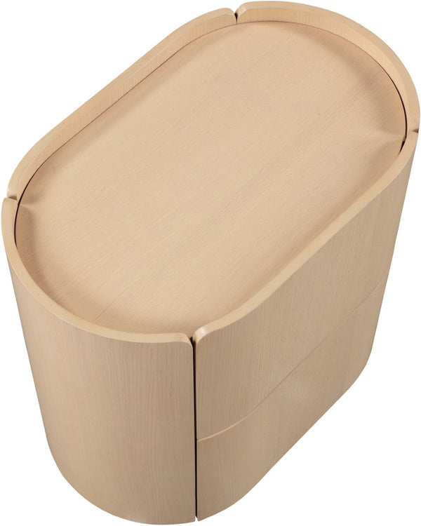 Meridian Furniture Everett Oak Veneer Nightstand with Raised Edge for Modern Bedroom Storage and Style Natural 703Natural-NS