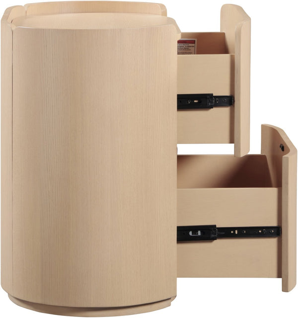 Meridian Furniture Everett Oak Veneer Nightstand with Raised Edge for Modern Bedroom Storage and Style Natural 703Natural-NS