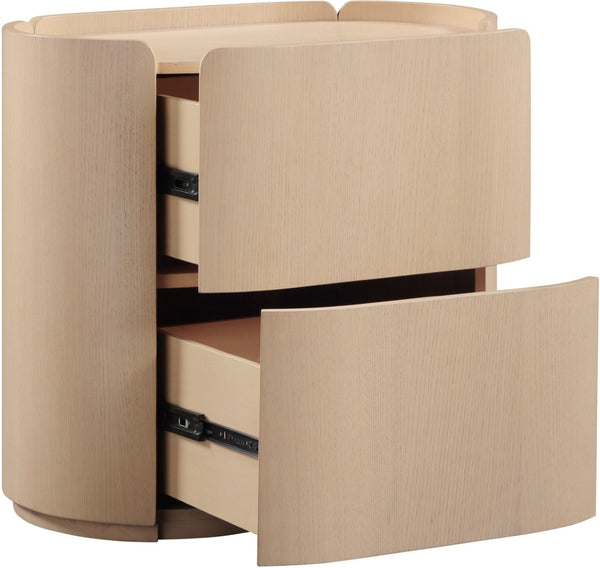 Meridian Furniture Everett Oak Veneer Nightstand with Raised Edge for Modern Bedroom Storage and Style Natural 703Natural-NS