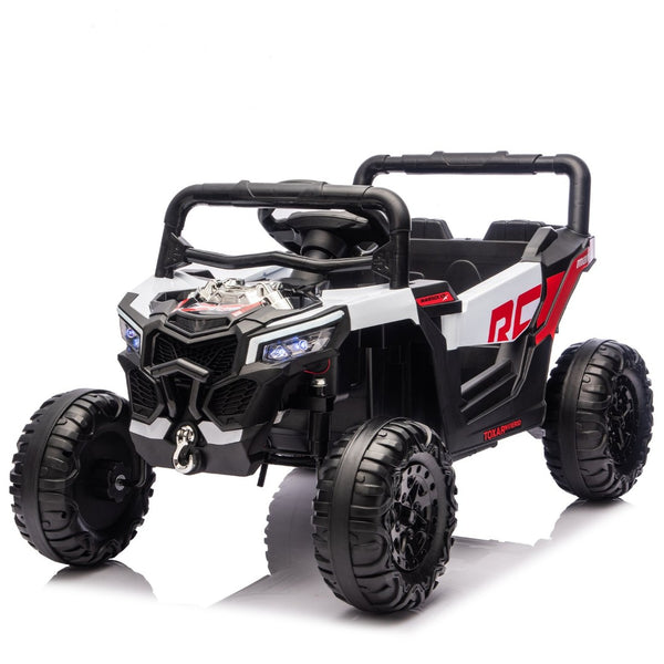 English Elm 12v Kids Electric Utv Ride on Toy with Parental Remote Swing Function and Shock Absorbers Black W1578P368160