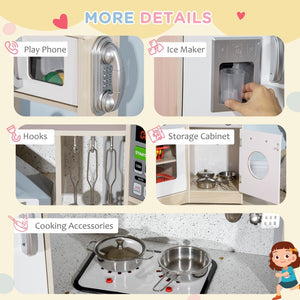 English Elm Qaba Wooden Corner Play Kitchen with Sound Effects Ice Maker and Full Appliance Suite W2225P217657