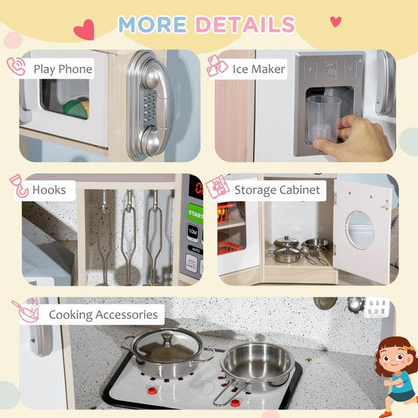 English Elm Qaba Wooden Corner Play Kitchen with Sound Effects Ice Maker and Full Appliance Suite W2225P217657