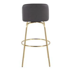 English Elm Toriano 30" Contemporary Swivel Barstools In Grey Faux Leather & Gold Metal - Set Of 2 For Style & Comfort B202S00689-GIGA