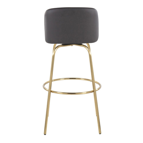 English Elm Toriano 30" Contemporary Swivel Barstools In Grey Faux Leather & Gold Metal - Set Of 2 For Style & Comfort B202S00689-GIGA