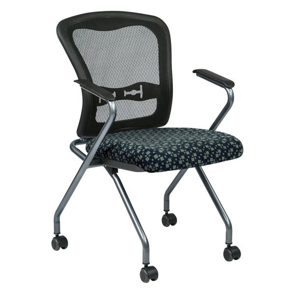 OSP Home Furnishings Deluxe Pro-line Ii Folding Nesting Armchair with Mesh Back for Conference Spaces Moon 84440-K116