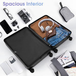 English Elm Luggage 3 Piece Hard Shell Abs Suitcase Set with Spinner Wheels and Tsa Lock Black N730P304620B