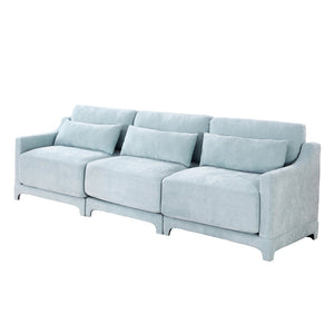 English Elm Three-Seater Sofa In Sky Blue Chenille - Ergonomic Design With Lumbar Pillow, Perfect For Any Space! W714S01206-GIGA