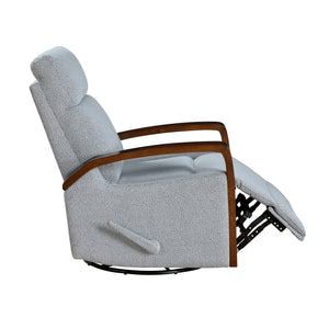 English Elm New Luxurious Swivel Glider Reclining Chair in Gray Boucle Fabric with Wooden Arms, Plush Foam Padding, 360° Swivel and Smooth Recline for Living Room or Nursery B011P395823