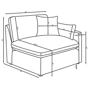 English Elm Greeley Five Piece Modular Sectional with Feather Cushions and Moisture Repellent Ivory Fabric B062S01556