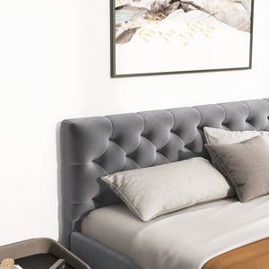 English Elm Ashcroft Furniture - Bailey Dark Grey Velvet King Bed - Luxurious Mid-Century Modern Design With Plush Support & Style! B183S00144