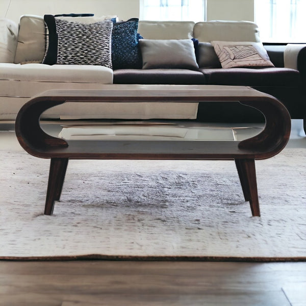 English Elm Solid Mango Wood Amaya Coffee Table Nordic Legs Open Shelf Living Room Accent B182P186284