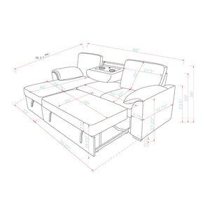 English Elm Rebecca Sleeper Sectional Sofa with Storage Chaise Usb Ports and Drop Down Table B201S00462