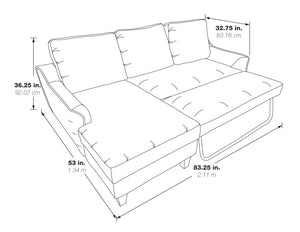 OSP Home Furnishings Lester Chaise Sofa Grey