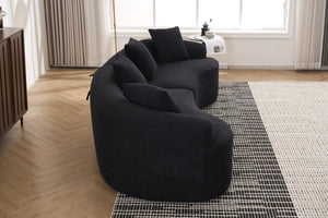 English Elm Compression Compression Sponge Sofa Curved Modular Sectional with 30D High-Density Chenille Sleeper for Cozy Apartment Living Room Comfort and Safe Rounded Design Black W2231S00041