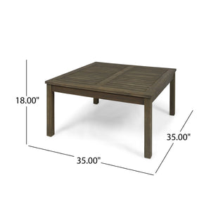 English Elm Perla Square Acacia Wood Coffee Table Grey Finish Indoor Outdoor Patio Living Room 59098.00GRY