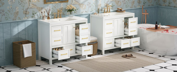 English Elm 72'' Elegant Freestanding Bathroom Vanity Set With Resin Sink, Soft-Closing Drawers & Ample Storage N710SS00012K