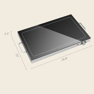 English Elm Electric Stainless Steel Warming Tray with Tempered Glass Top for Buffet Entertaining T3971P430553