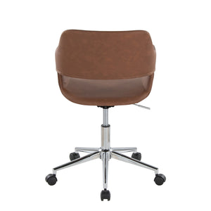 English Elm Margarite Contemporary Task Chair: Chrome & Brown Faux Leather Ergonomic Office Seating Solution B202P223920
