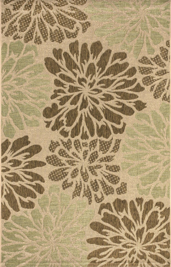 HomeRoots 5' X 8' Sage and Brown Floral Area Rug – Durable, Stylish Indoor/Outdoor Carpet for Any Space 704001