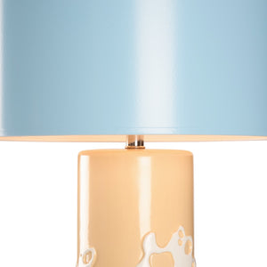 Chelsea House Sea Spray Lamp By Lisa Kahn — Hand-Glazed Ceramic Wave Design, Coastal Blue-Tan Glow For Narrow Tables 70401