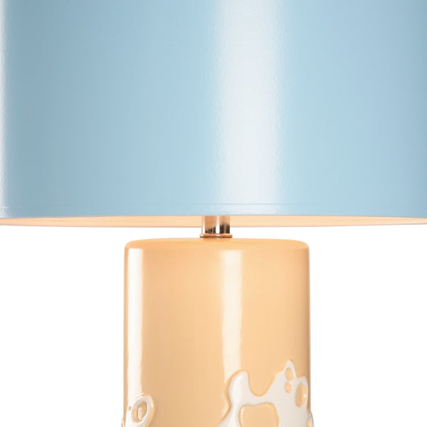 Chelsea House Sea Spray Lamp By Lisa Kahn — Hand-Glazed Ceramic Wave Design, Coastal Blue-Tan Glow For Narrow Tables 70401