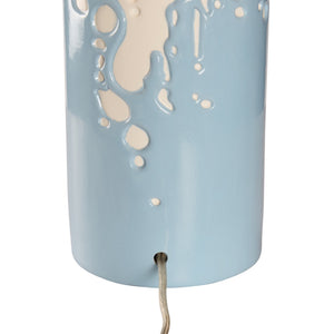 Chelsea House Sea Spray Lamp By Lisa Kahn — Hand-Glazed Ceramic Wave Design, Coastal Blue-Tan Glow For Narrow Tables 70401