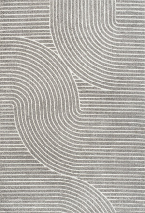 HomeRoots 10' Gray and Ivory Striped Indoor/Outdoor Area Rug - Durable, Stylish, Easy to Clean for Any Space! 704013
