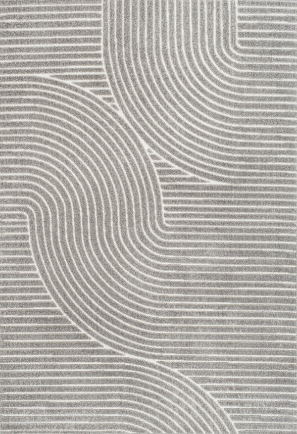 HomeRoots 10' Gray and Ivory Striped Indoor/Outdoor Area Rug - Durable, Stylish, Easy to Clean for Any Space! 704013