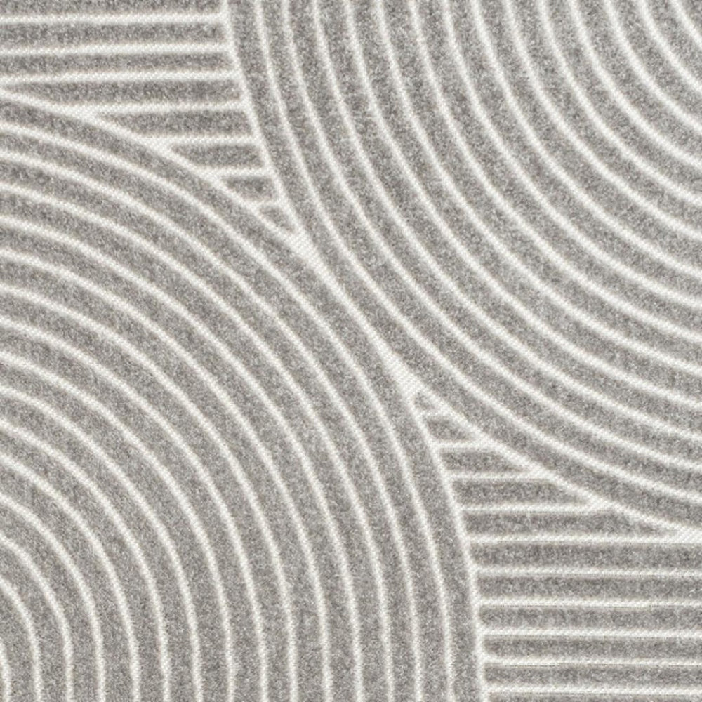 HomeRoots 10' Gray and Ivory Striped Area Rug - Durable Indoor/Outdoor Carpet for Stylish Living Spaces 704014