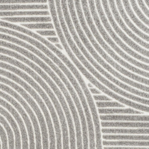 HomeRoots 10' Gray and Ivory Striped Area Rug - Durable Indoor/Outdoor Carpet for Stylish Living Spaces 704014