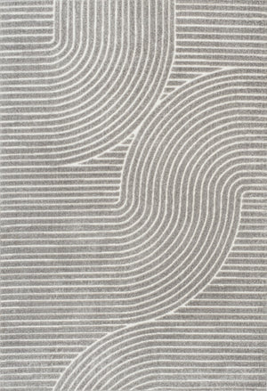 HomeRoots 12' X 15' Gray And Ivory Striped Area Rug – Indoor/Outdoor Durable, Easy-Clean, Versatile Style! 704015