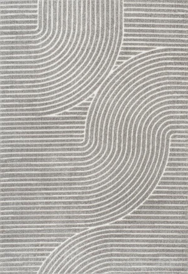 HomeRoots 12' X 15' Gray And Ivory Striped Area Rug – Indoor/Outdoor Durable, Easy-Clean, Versatile Style! 704015