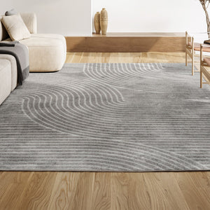 HomeRoots 12' X 15' Gray And Ivory Striped Area Rug – Indoor/Outdoor Durable, Easy-Clean, Versatile Style! 704015