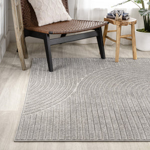 HomeRoots 12' X 18' Gray and Ivory Striped Area Rug - Durable, Stylish Indoor/Outdoor Solution for Any Space! 704016