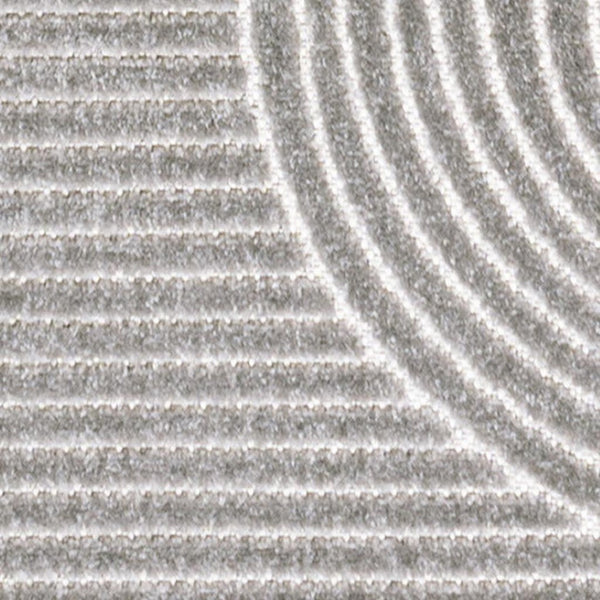 HomeRoots 10' Gray and Ivory Striped Indoor Outdoor Runner Rug - Durable, Stylish, Perfect for High-Traffic Areas 704017