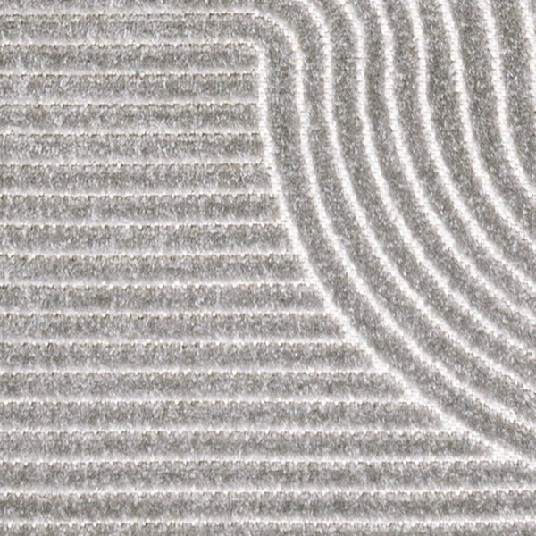 HomeRoots 10' Gray and Ivory Striped Indoor Outdoor Runner Rug - Durable, Stylish, Perfect for High-Traffic Areas 704017