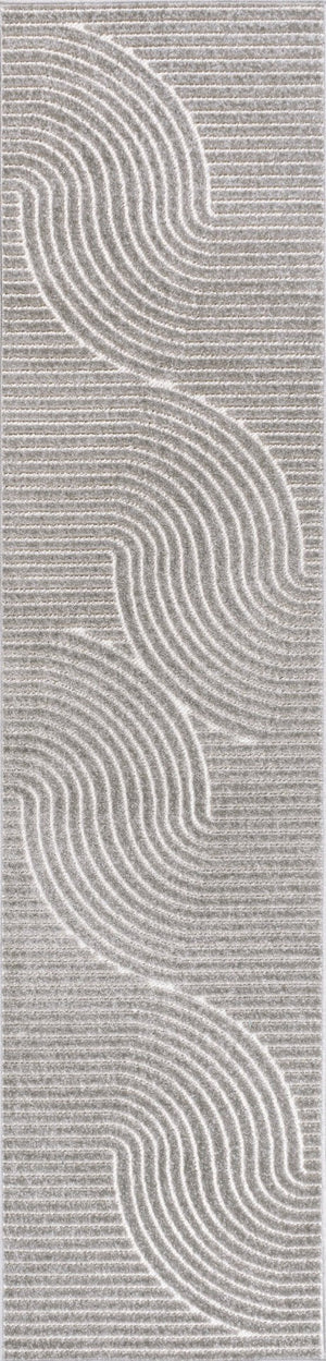 HomeRoots 10' Gray and Ivory Striped Indoor Outdoor Runner Rug - Durable, Stylish, Perfect for High-Traffic Areas 704017