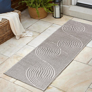 HomeRoots 10' Gray and Ivory Striped Indoor Outdoor Runner Rug - Durable, Stylish, Perfect for High-Traffic Areas 704017