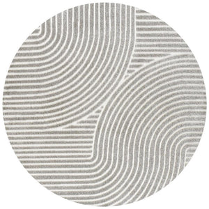 HomeRoots 5' Modern Gray and Ivory Striped Indoor-Outdoor Area Rug – Durable, Textured, Easy-Care Design! 704018