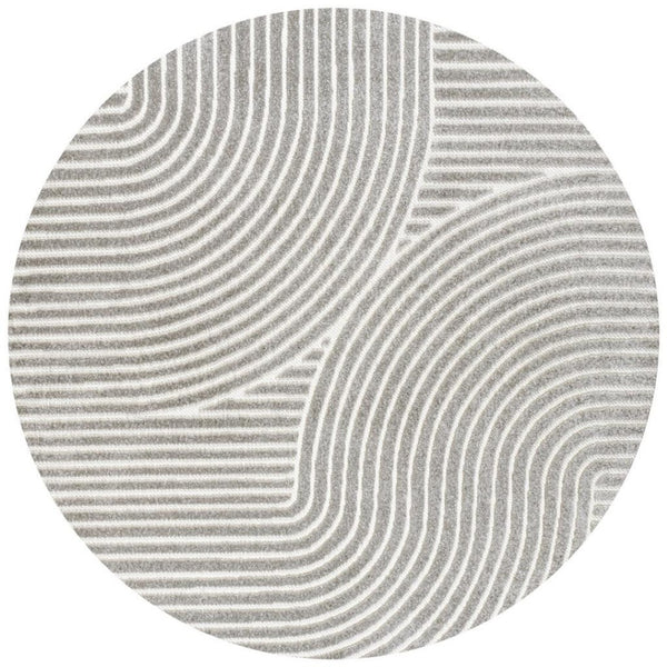 HomeRoots 5' Modern Gray and Ivory Striped Indoor-Outdoor Area Rug – Durable, Textured, Easy-Care Design! 704018