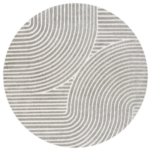 HomeRoots 5' Modern Gray and Ivory Striped Indoor-Outdoor Area Rug – Durable, Textured, Easy-Care Design! 704018
