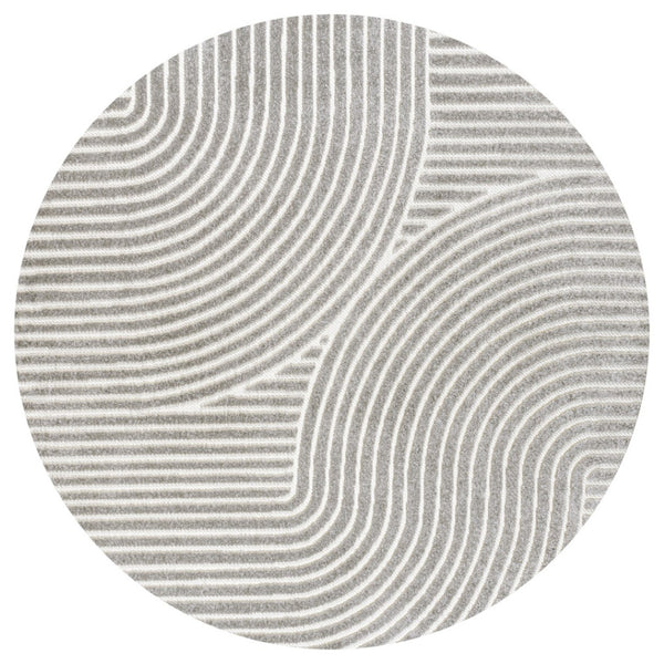 HomeRoots 5' Modern Gray and Ivory Striped Indoor-Outdoor Area Rug – Durable, Textured, Easy-Care Design! 704018