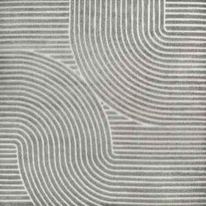 HomeRoots 6' Gray and Ivory Striped Square Area Rug - Modern Geometric Design for Indoor/Outdoor Spaces 704022