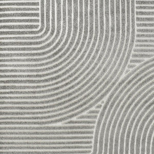 HomeRoots 6' Gray and Ivory Striped Square Area Rug - Modern Geometric Design for Indoor/Outdoor Spaces 704022