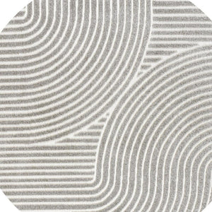 HomeRoots 7' Gray and Ivory Striped Round Rug – Stylish Indoor/Outdoor Design with Easy Maintenance & Durability 704023
