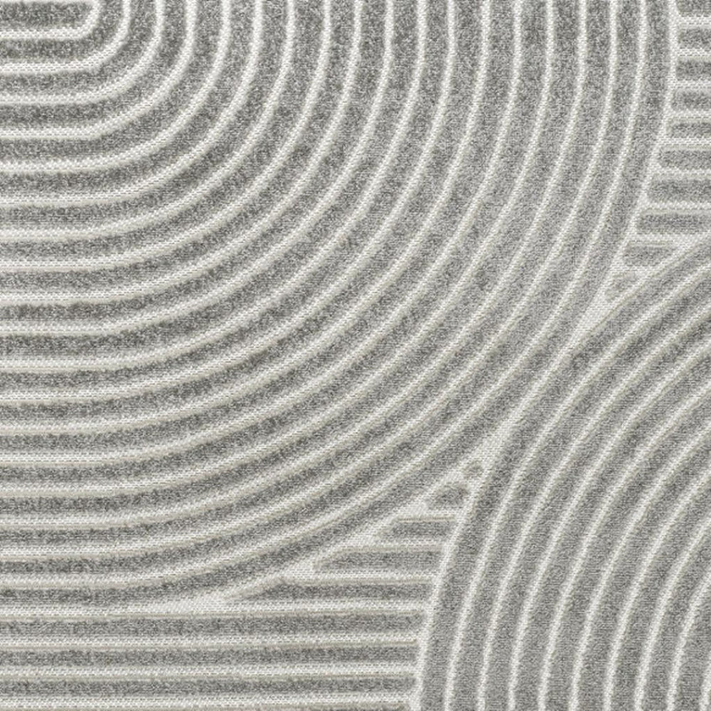 HomeRoots 7' Gray and Ivory Striped Indoor-Outdoor Area Rug – Durable, Modern Design for Any Space 704024
