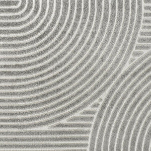 HomeRoots 7' Gray and Ivory Striped Indoor-Outdoor Area Rug – Durable, Modern Design for Any Space 704024